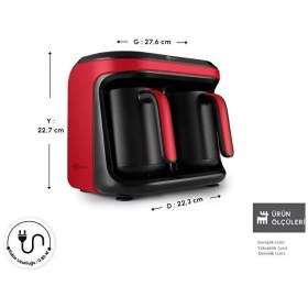 Resim Karaca 2 Li Türk Kahvesi Makinesi 10 Fincan Kapasiteli Közde Kahve Özelliği (Kesme Tahtası Hediyeli) 