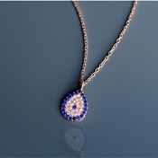 Resim Takılingo Nazar Boncuk Oval Model Kadın Gümüş Kolye 