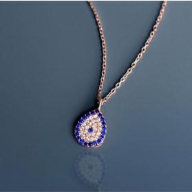 Resim Takılingo Nazar Boncuk Oval Model Kadın Gümüş Kolye 