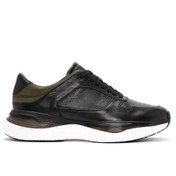 Resim Men's Black Lace-up Thick-Sole Leather Casual Sneaker Derimod