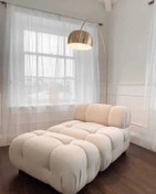 Resim Pablohome Pegasus Dinlenme Koltuğu Baby Face Kadife Kumaş Kırık Beyaz 