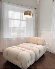 Resim Pablohome Pegasus Dinlenme Koltuğu Baby Face Kadife Kumaş Kırık Beyaz 