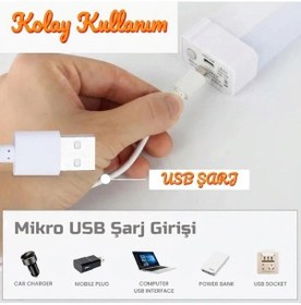 Resim Usb Şarjlı 3 Modlu Mıknatıslı Otel-yurt-ev-kamp Feneri Led Şarjlı Işıldak 5 W 17cm Renkli 