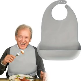Resim 1 Adet Ekstra Büyük Silikon Yetişkin Önlüğü - Su Geçirmez, Kolay Temizlenebilir Çıtçıtlı Kapatma, Yaşlıların Yemek Korunması İçin Rahat 3D Uyum, Yaşlı Yemek Yardımı|Basit Pratik Tasarım|Çıtçıtlı Kapatma Önlük 