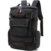 Resim Pazly Vintage Kanvas Ordusu Yeşil Sırt Çantası - Laptop Bölmesiyle Dayanıklı, Büyük Kapasiteli, Outdoor Uygun Siyah 