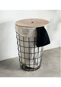 Resim Tel Kirli Sepeti Kapaklı Çamaşır Sepeti 6063 Ahşap 