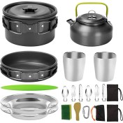 Resim Three Beans 1 Takım 18 Adet Alüminyum Alaşım Açık Sofra Pişirme Eşyaları Dış Kamp Için Sırt Çantası Için Sofra Tencere | Açık Hava Tabloları - (Yurt Dışından) 
