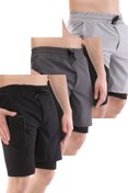 Resim Ghassy Co Erkek 3'lü Paket Running Hızlı Kuruma Micropoly Antrenman Fitness Kısa Taytlı Spor Şort 
