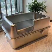 Resim Güvenli Kilitli Kapaklı Ekstra Büyük Paslanmaz Çelik Kedi Kumu Kutusu - Ağır Hizmet, Sızdırmaz, Kolay Temizlik Tasarımı, Kokusuz, Büyük Kediler ve Çoklu Evcil Hayvanlar İçin - Modern, Dayanıklı, Düşük Bakım, Evcil Hayvan Hijyeni Çözümü, Şık Evcil Hayvan Aksesuarı, Yüksek Kaliteli Evcil Hayvan Ürünü, Hijyenik Evcil Hayvan Çözümü, Çok Kedi Evleri, Ev Kedi Kumu, Kedi Tuvaleti 