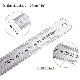 Resim Çelik Cetvel 100cm Gri 