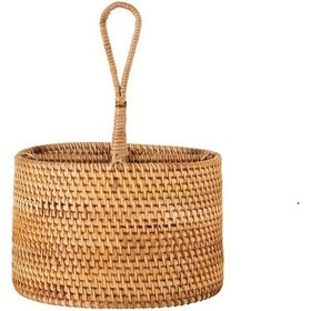 Resim Bohem Yuvarlak Rattan Çatallık Ve Kaşıklık, Iskandinav, Modern 