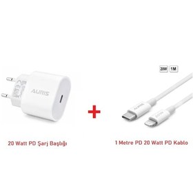 Resim Auris PD Apple Uyumlu iPhone Yüksek Hızlı Şarj Cihazı Seti 20W 