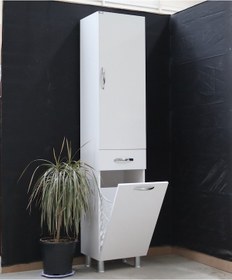 Resim Boy Dolabı Sepetli 35 Cm Mdf Banyo Beyaz 