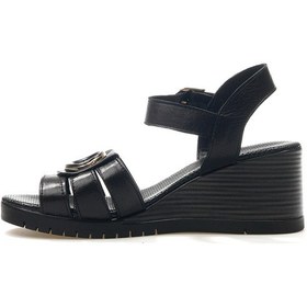 Resim Mammamia Kadın Hakiki Deri Toka Detaylı Dolgu Topuklu Günlük Sandalet 25y D25ys-2775 Z Siyah Siyah 