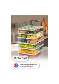 Resim Vienev 19'lu Buzdolabı Dondurucu Organizer + Saklama Kabı Mint 12 x 350 ml 4 x 1.75 L 2 x 1.65 L 1 x 3.5 L 