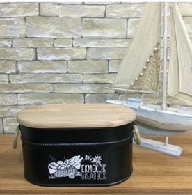 Resim Ferforje Ahşap Kapaklı Kesme Tahtalı Ekmeklik Siyah Krg Bdv Siyah 