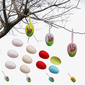 Resim 50 Adet Paskalya Yumurtaları, Plastik Sahte Yumurtalar DIY Boyanabilir Paskalya Yumurtaları El Sanatları Paskalya Yumurta Avları Sepet Dolguları Paskalya Partisi Hediyesi 