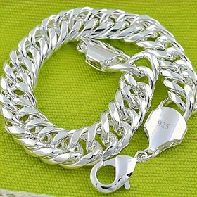 Resim 1 adet 925 Gümüş 10mm Küba Bağ Zinciri Bileklik, 8 İnç - Erkekler, Kadınlar, Erkekler ve Kızlar için Şık Hediye - Düğünler, Partiler ve Günlük Kıyafetler için Mükemmel 