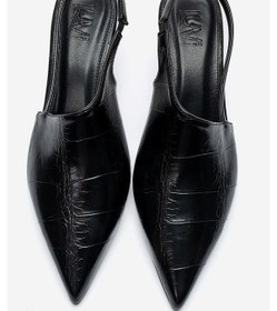 Resim Luvishoes Yarel Siyah Baskı Kadın Topuklu Ayakkabı 
