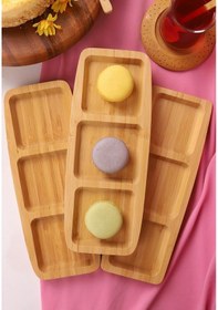Resim Bambum 3 Bölmeli Bambu Dikdörtgen Servis Tabağı Kahvaltı, Atıştırmalık Ve Sunum Tepsisi Bambu 