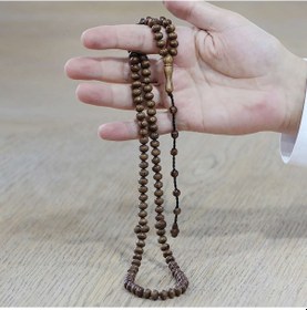Resim Tesbihname Kör Diken Ağacı Namaz Tesbihi - Sistemli - Koyu Kahverengi - Tekerlek Kesim 