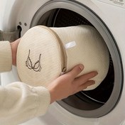 Resim 1 adet/2 adet Haki Hassas Çamaşır Torbası, Çift Katmanlı Kalınlaştırılmış İç Çamaşırı Sütyen Yıkama Torbası, Yıkama Koruyucu Torba, Makinede Yıkanabilir Ev Tipi File Çamaşır Torbası 