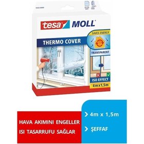 Resim Tesamoll Pencere İzolasyon Yalıtım Filmi Termo Kılıf, Şeffaf, 4m X 1.5m 