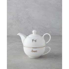 Resim English Home Feel Happy New Bone China Demlik Seti 400 ml Beyaz (31.12.2025) 