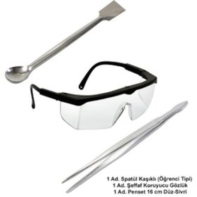 Resim Laboratuvar Öğrenci Seti - B / Spatül + Gözlük + Penset 16 cm 