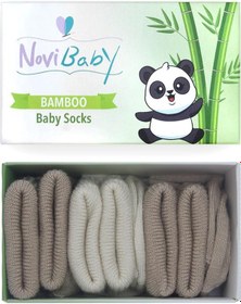 Resim Novibaby 3'lü Bambu Yenidoğan Bebek Çorabı I Latte I 0-6 ay "Karışık Renkli" 