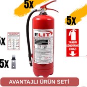 Resim ELİTyangın RUHSATA UYGUN TAM 5 'Lİ YANGIN SÖNDÜRME PAKETİ ( KKT TOZLU ) 