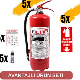 Resim ELİTyangın RUHSATA UYGUN TAM 5 'Lİ YANGIN SÖNDÜRME PAKETİ ( KKT TOZLU ) 