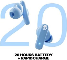 Resim Skullcandy Smokin' Buds Kablosuz Kulaklıklar, Bluetooth Kulaklıklar, Gürültü Yalıtım Uyumu, 20 Saate Kadar Pil, IPX4 Ter ve Suya Dayanıklı, iPhone Android için Mikrofon - Tiki Mavisi 