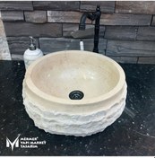 Resim Traverten Dışı Yatay Patlatma Silindir Lavabo 