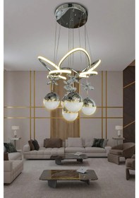 Resim Kral Tacı 5 Top Modern Sarkıt Led Avize Çok Renkli 