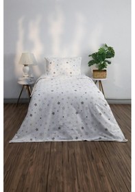 Resim Yıldız Pamuklu Ranforce Tek Kişilik Nevresim Seti - Ekru - Vizon 