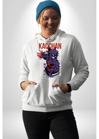 Resim Kasuki Bakugo Anime Kadın Erkek Beyaz Kapüşonlu Sweatshirt Hoodie Beyaz 