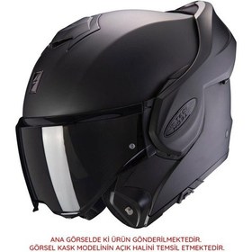 Resim Scorpion Exo-tech Evo Traveller Çene Açılabilir Motosiklet Kaskı Siyah Kırmızı 
