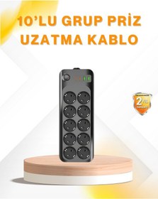 Resim 10 Lu Çoklu Priz Termal Korumalı Usb Type-c Çıkışlı 2500w Uzatma Kablosu 1.5 M 