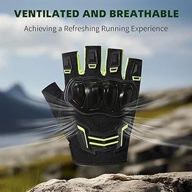 Resim OBEST Motosiklet yarım parmak eldiveni, motosiklet eldiveni, aşınmaya dayanıklı ve hava geçirgen, ayarlanabilir sihirli çıkartma, dağcılık, yürüyüş ve diğer yaz açık hava sporları için 