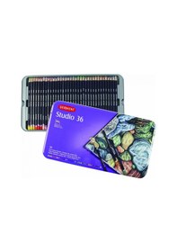 Resim Derwent Studio Pencils Kuruboya Kalemi Teneke Kutu 36 Renk 