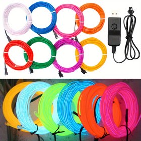 Resim USB Sürücüsü 10 Metre (10.01 Metre) Uzun EL Luminous Line Kombinasyonu, 3 Modlu Anahtar ile, EL Soğuk Işık Line, DIY Atmosfer Festivali Süs Dizisi Işıkları, 10 Renk Seçeneği 