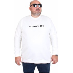 Resim Moc Grande Mocgrande Erkek Büyük Beden Sıfır Yaka 3ip Sweat London 24208 Ekru Ekru 