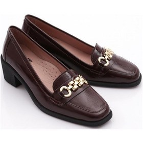 Resim Dgn 1211 Kadin Aksesuarli Topuklu Ayakkabi Bordo Rugan 