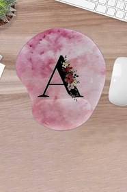 Resim KARMAT Damla, A Harfine Özel Mousepad, Bilek Destekli Konforlu Mousepad, Bilgisayar Faresi Pedi, Aksesuarı Pembe- 