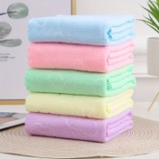 Resim Şık Ultra-Yumuşak Mikrofiber Büyük Banyo ve Plaj Havluları - Hızlı Kuruyan, Solma Dirençli, Bulut Desenli Tasarım, Lavanta/Pembe/Sarı/Açık Mavi, Kalınlaştırılmış 280 GSM için Spa, Havuz, Seyahat 