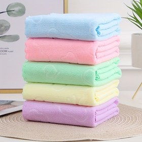 Resim Şık Ultra-Yumuşak Mikrofiber Büyük Banyo ve Plaj Havluları - Hızlı Kuruyan, Solma Dirençli, Bulut Desenli Tasarım, Lavanta/Pembe/Sarı/Açık Mavi, Kalınlaştırılmış 280 GSM için Spa, Havuz, Seyahat 