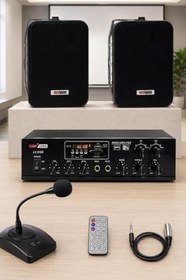 Resim Lastvoice Black Large Paket-1 Hoparlör ve Anfi Anons Ses Sistemi Seti 
