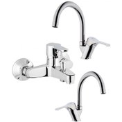 Resim Penta Opus Serisi Lavabo + Eviye + Banyo Bataryası - U Boru Krom 