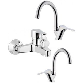 Resim Penta Opus Serisi Lavabo + Eviye + Banyo Bataryası - U Boru Krom 